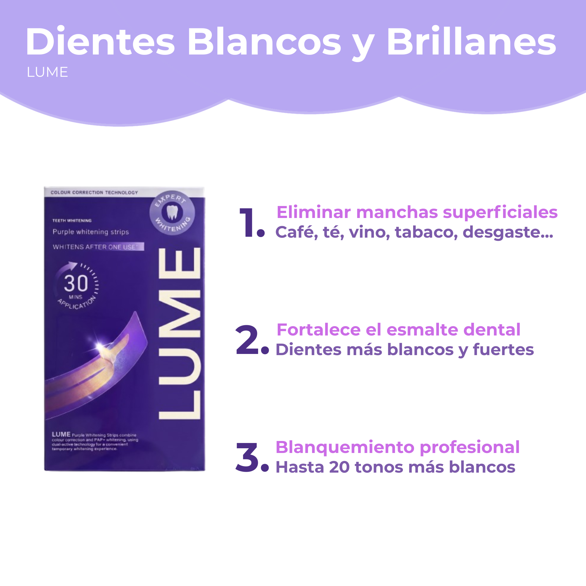Tiras Blanqueadoras Moradas LUME